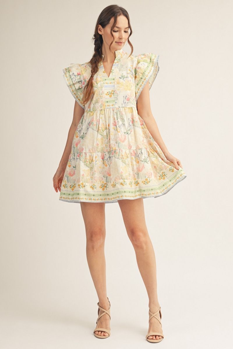 J50613 Floral Babydoll Dress