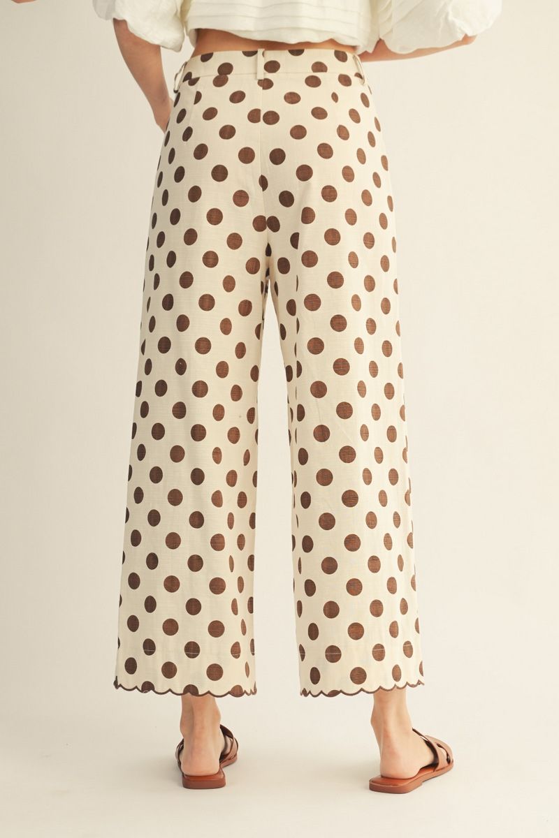 M50077-1 Wide Leg Polka Dot Pants