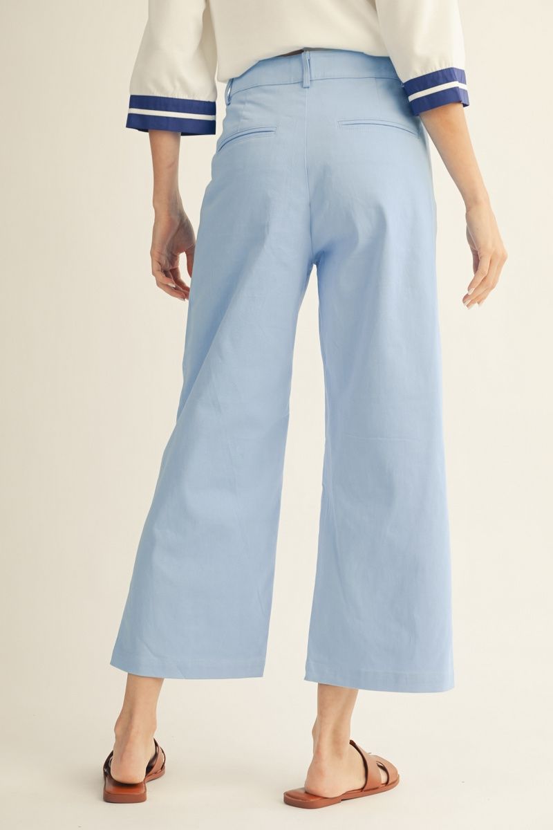 H50021 Scallop Pocket Detail Wide Leg Pants