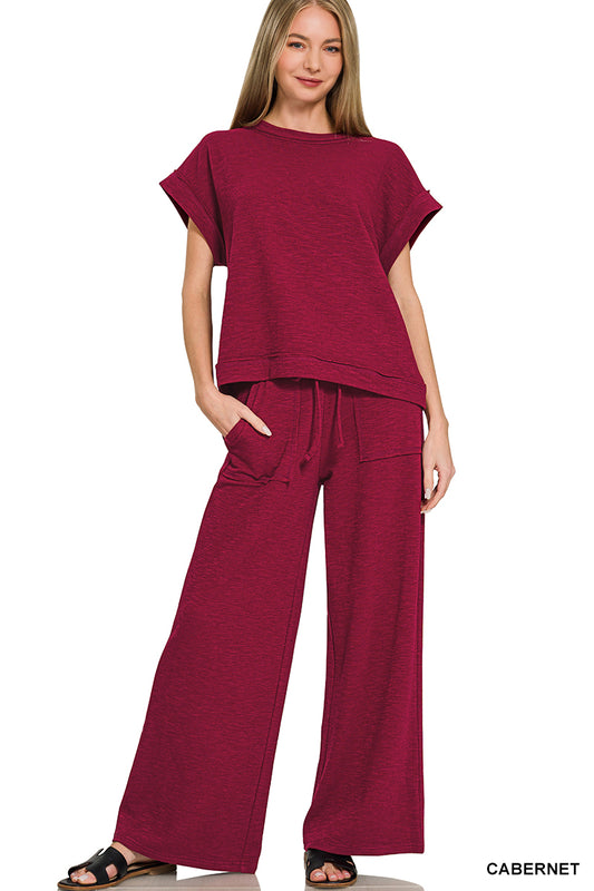 CTCP-3462Y Solid Pants Set