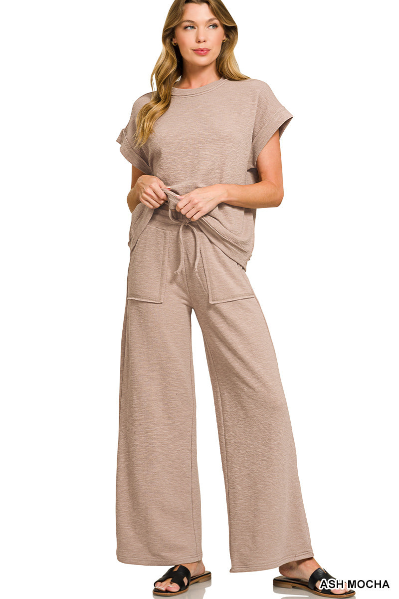 CTCP-3462Y Solid Pants Set