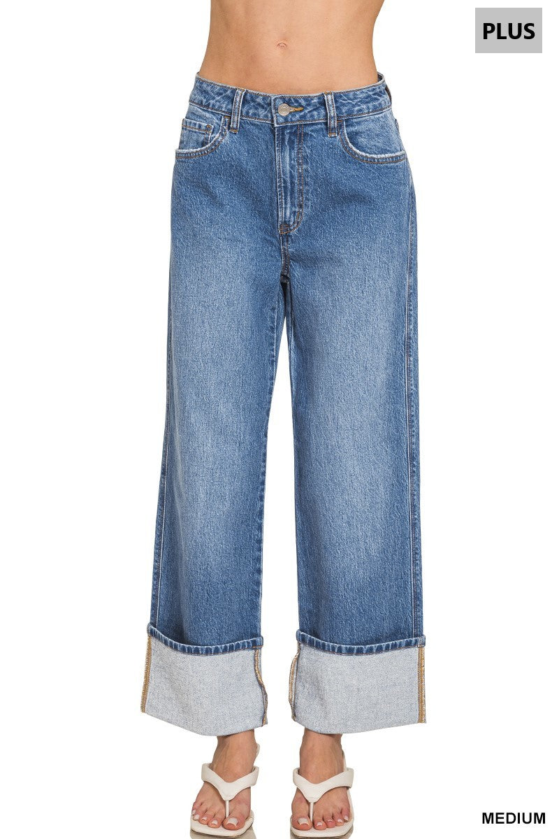 DTP-9583MMX Curvy Cuffed Wide Leg Jeans