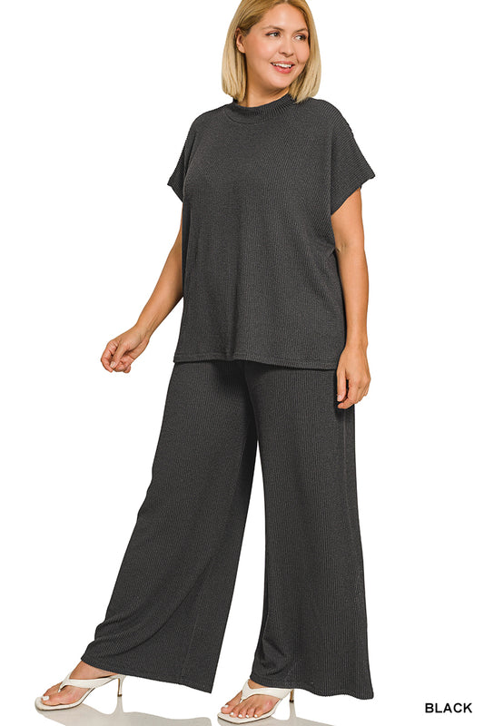 RTLRPL-8605X5 Curvy Ribbed Pants Set