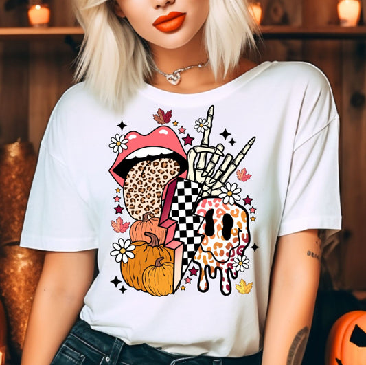 Skeleton Hand Spooky Collage Graphic Tee