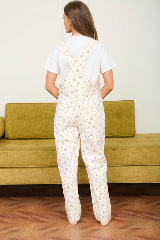J6SP1002 Floral Pattern Overalls