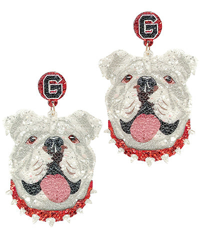 EP49730 Glitter Bulldog Earrings