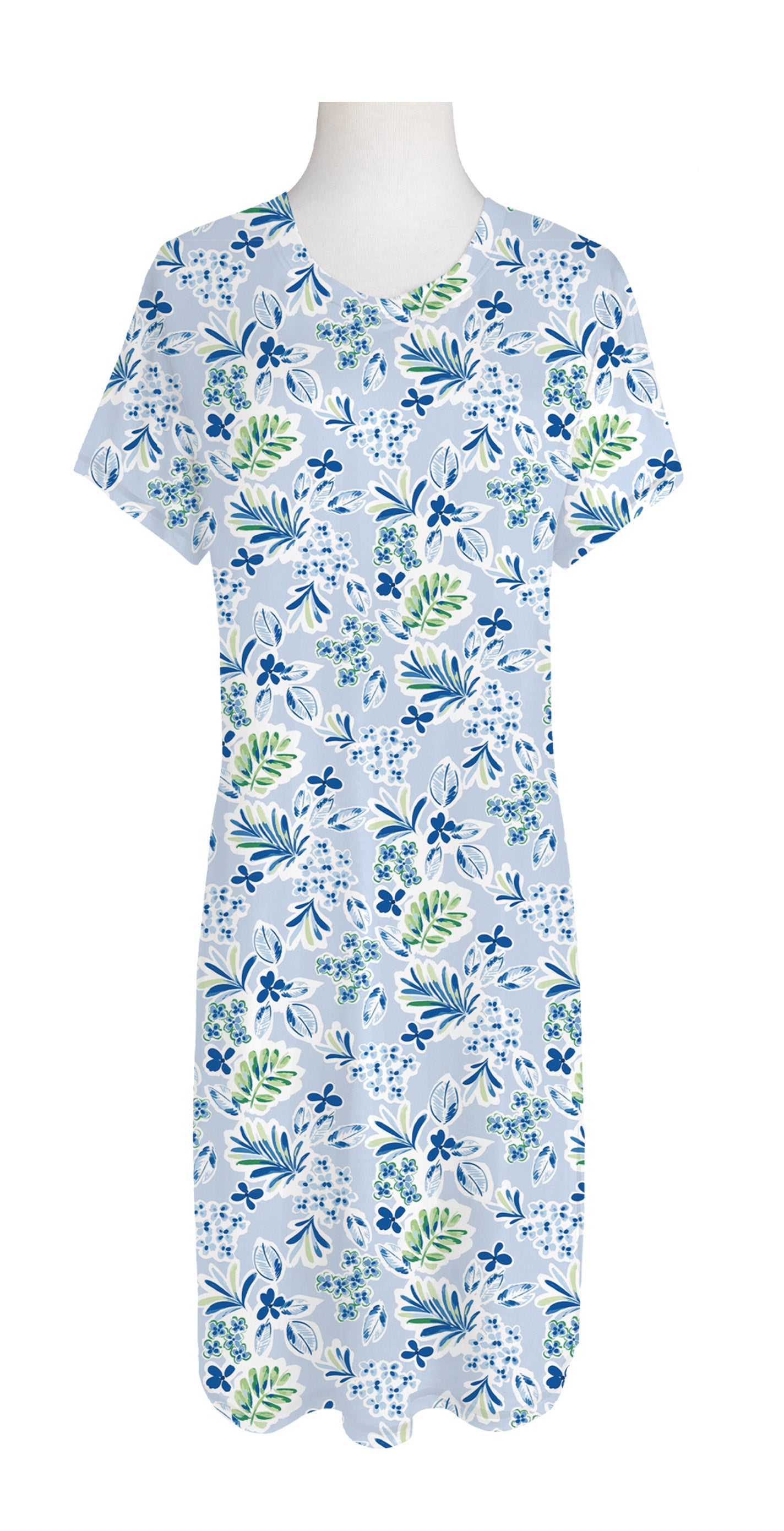 76612-F Blue Tropical Floral Sleep Dress