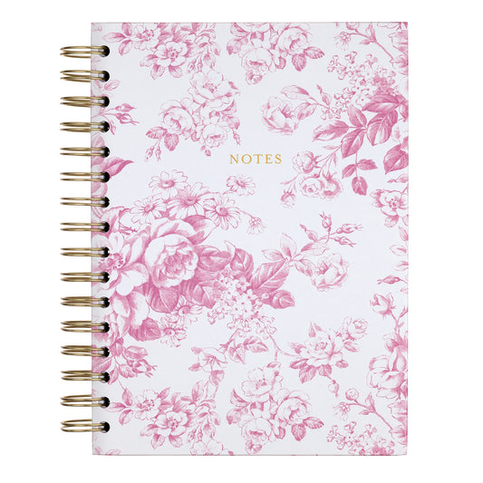 Laura Ashley Garden Blooms Pink Toile Spiral Notebook