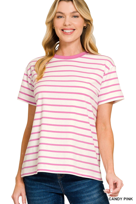 CT-3506Y Striped Crew Neck Tees