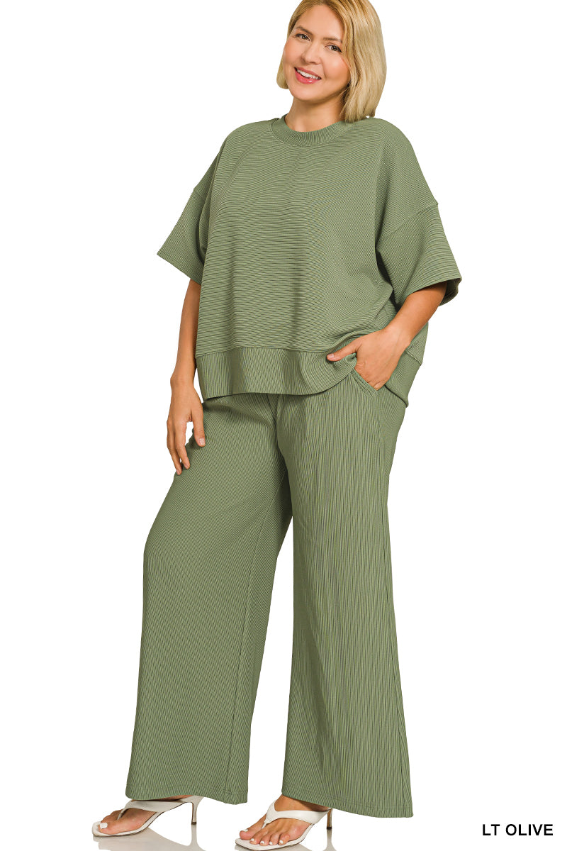 HRTP-2626X5 Curvy Ribbed Pants Set