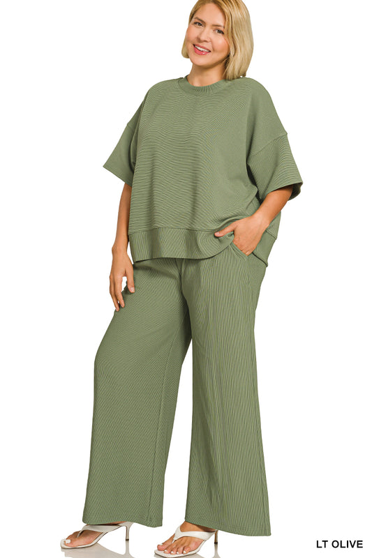 HRTP-2626X5 Curvy Ribbed Pants Set