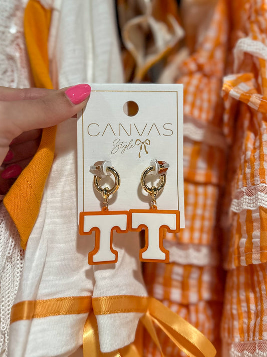Tennessee Vols Resin Logo Drop Hoop Earrings