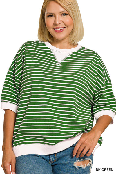 CT-3581X5 Curvy Striped Rib Banded Top