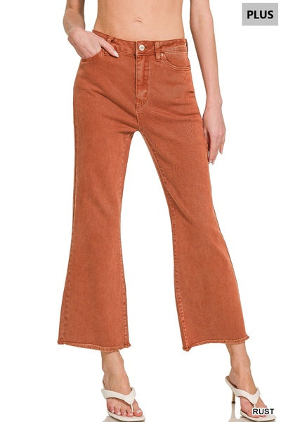 DMP-1847X5 Curvy High Waisted Frayed Hem Pants