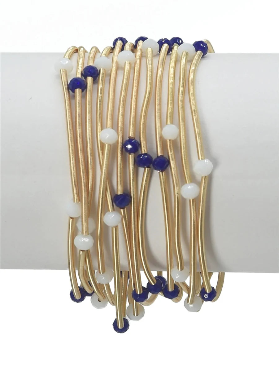 CB2176 Set of 4 Gold Wired Stretch Game Day Bracelets