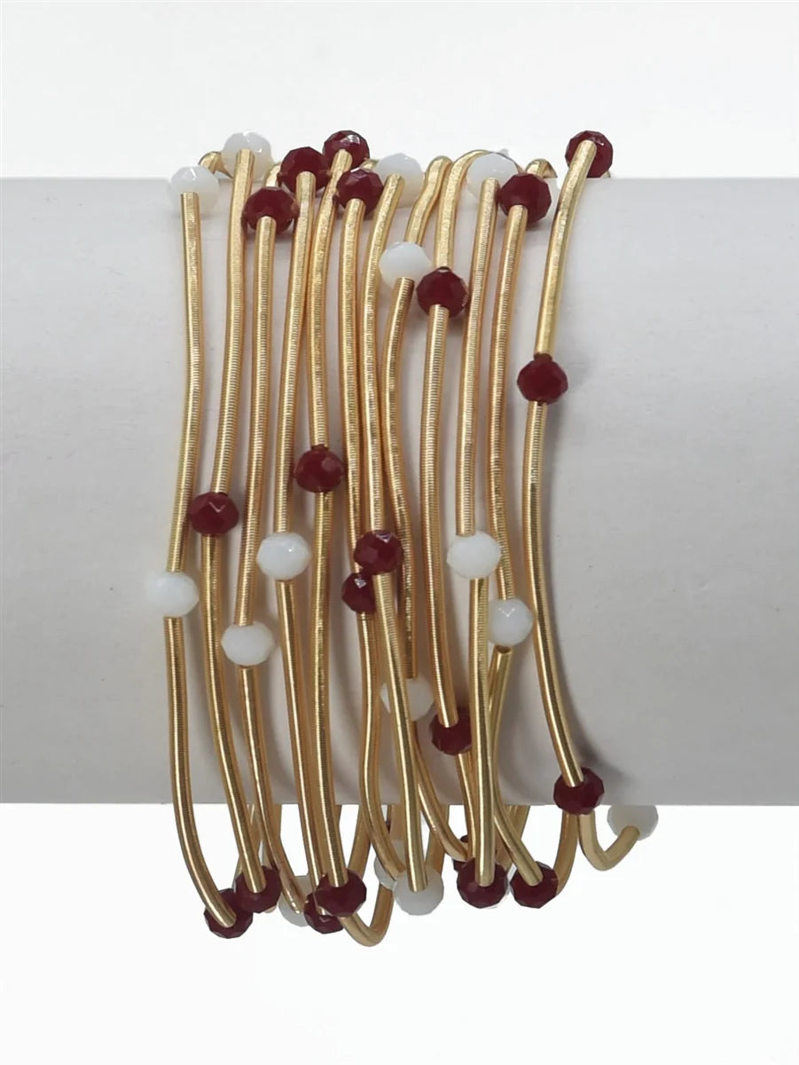 CB2176 Set of 4 Gold Wired Stretch Game Day Bracelets