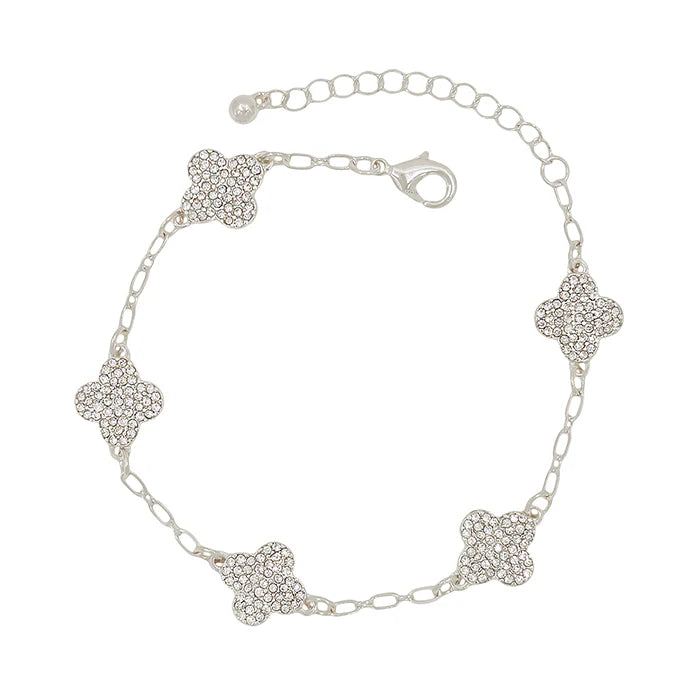 EMB1474 Pave Clover Chain Bracelet