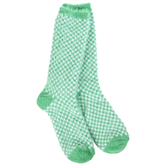 WSFECRW Feather Check Crew Socks