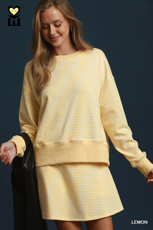 H1253-T Gingham Pullover Sweatshirt