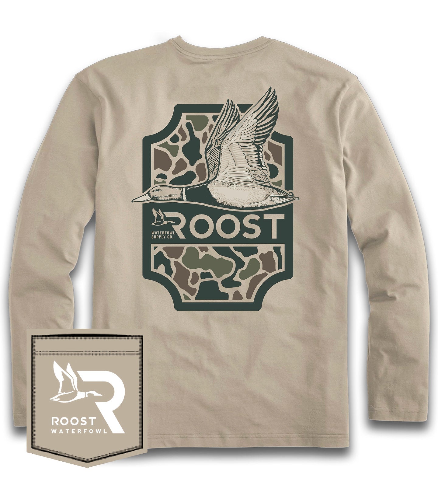 RW177YLS Youth Roost Camo Shield Long Sleeve Tee