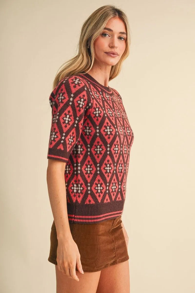 MSW11653 Geometric Print Sweater Top