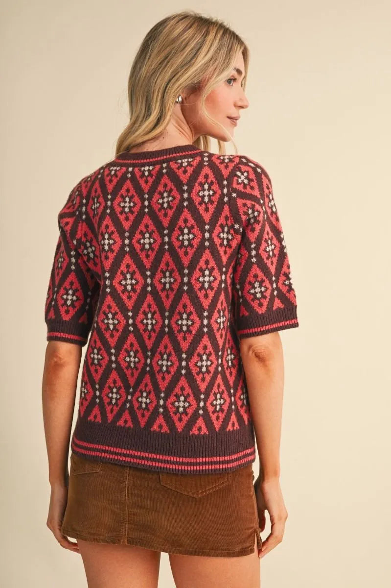 MSW11653 Geometric Print Sweater Top