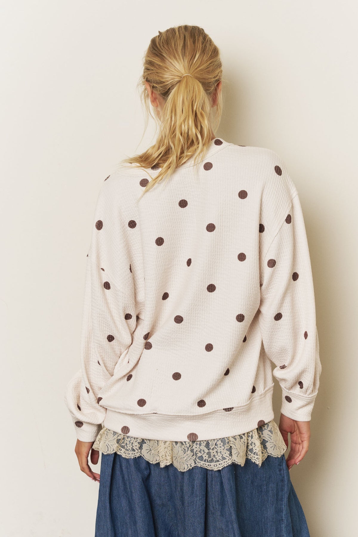 B6FT1076A Polka Dot Textured Top