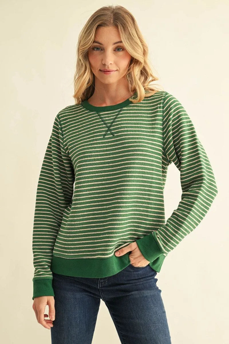 G16178 Textured Stripe Fabric Sweatshirt