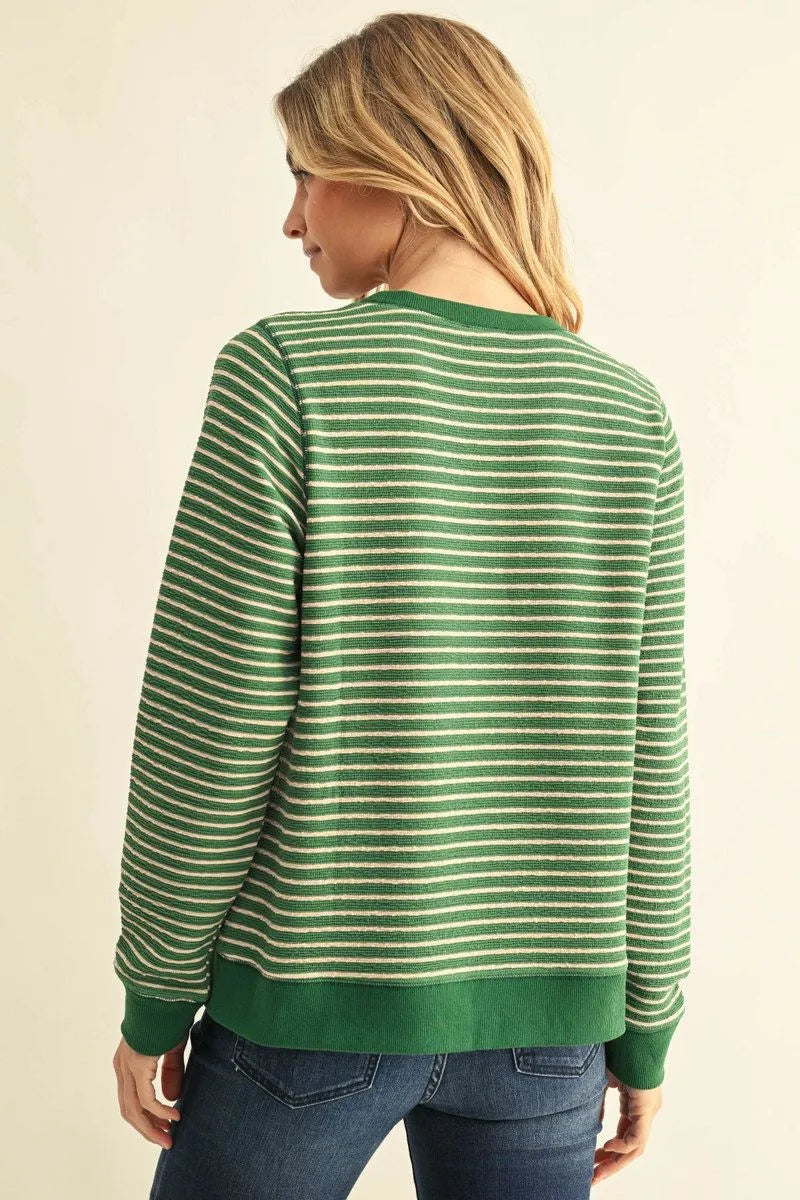 G16178 Textured Stripe Fabric Sweatshirt