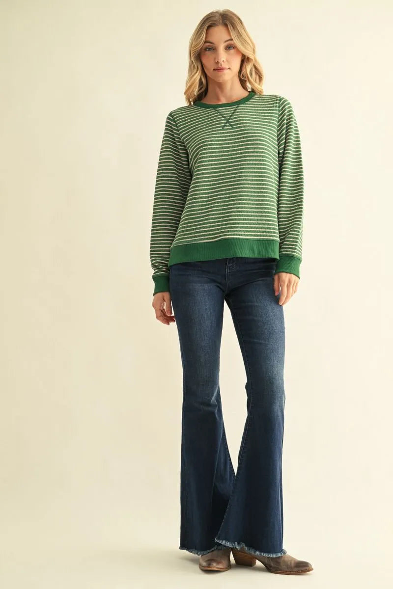 G16178 Textured Stripe Fabric Sweatshirt