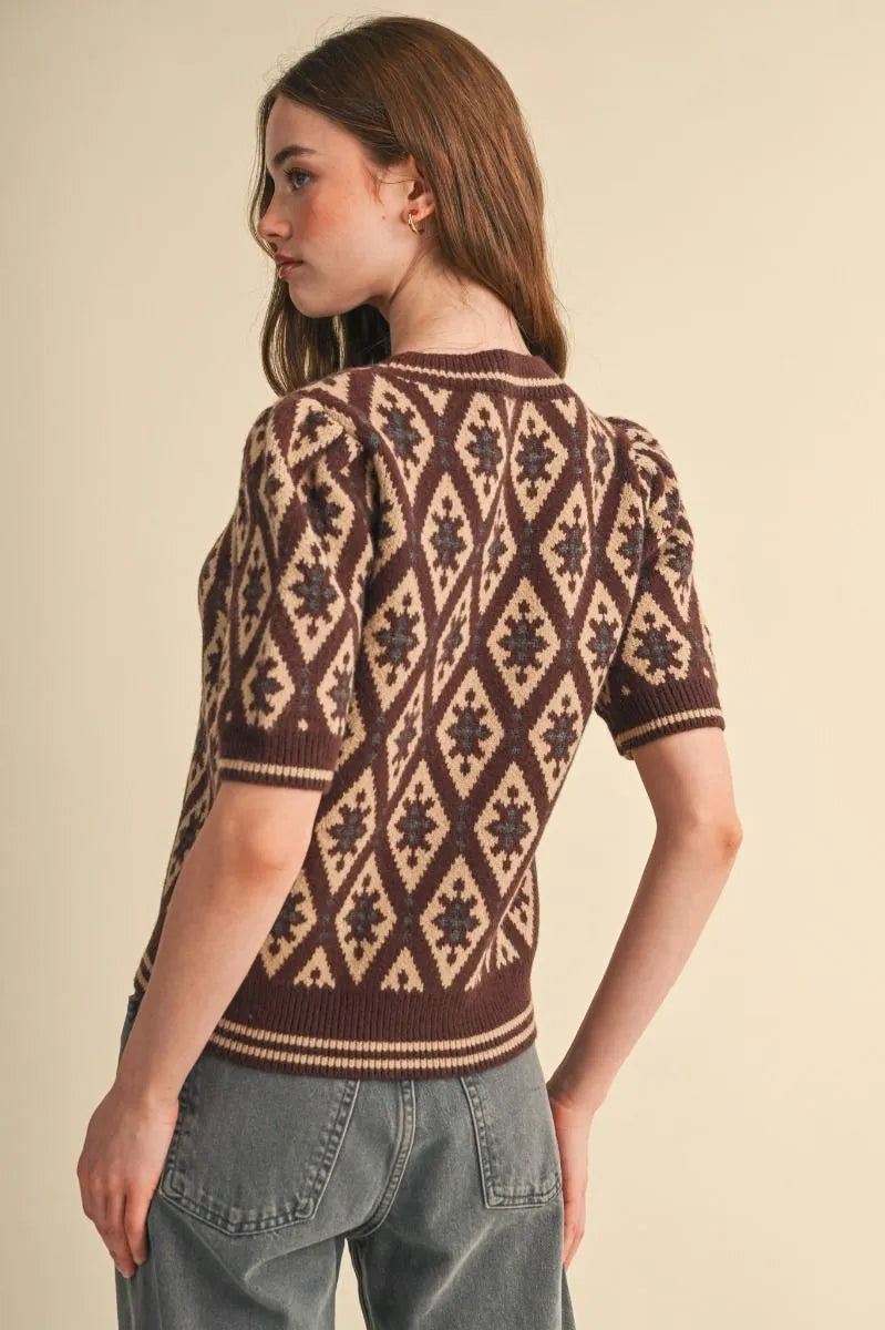 MSW11653 Geometric Print Sweater Top