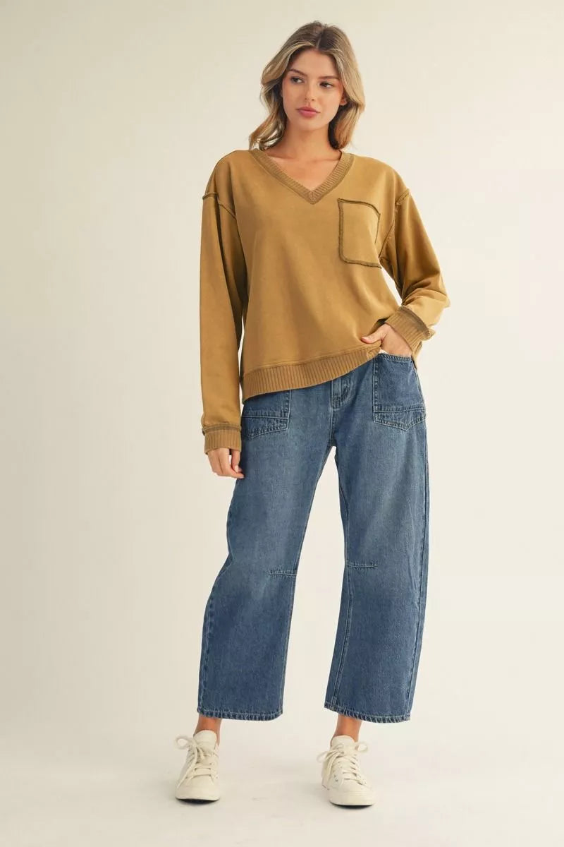 H50022 Drawstring Waist Barrel Jeans