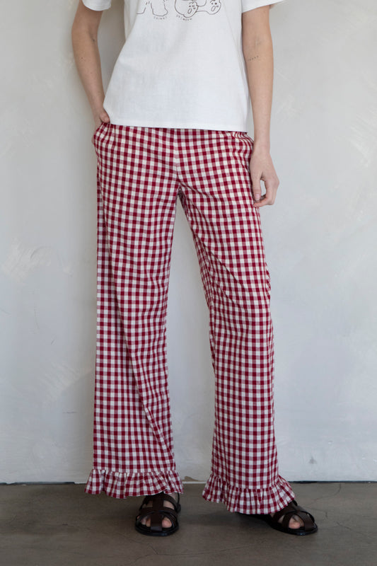 TBP13943 Gingham Checker Pants