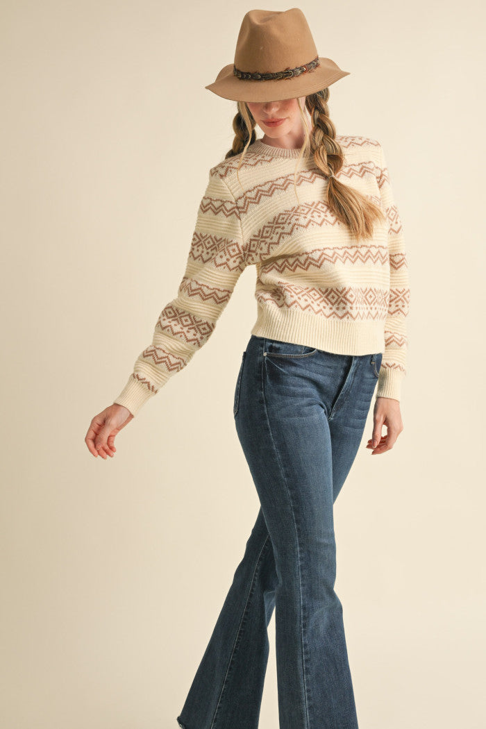 MSW10709 Geometric Striped Sweater