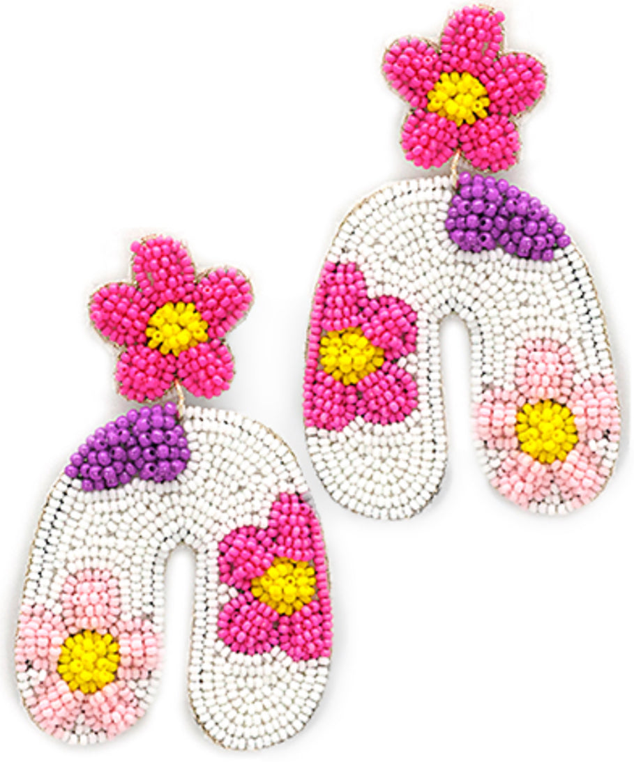 EP43823 Beaded Flower Arch Earrings