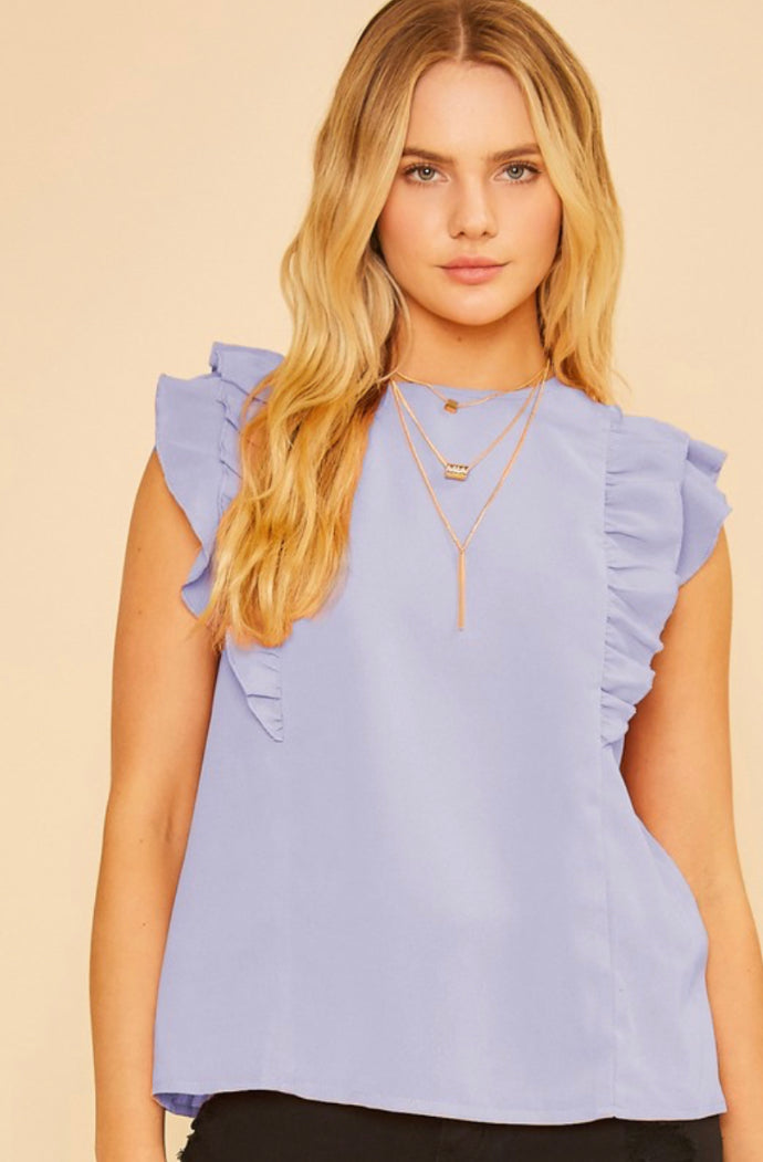 AT1187 Frill Sleeve and Tie Back Top