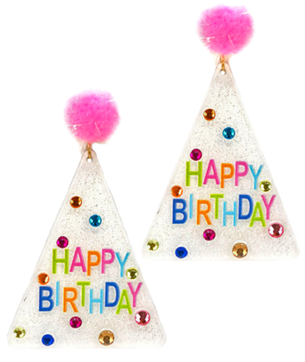 13-5827GMT Happy Birthday Party Hat Earrings