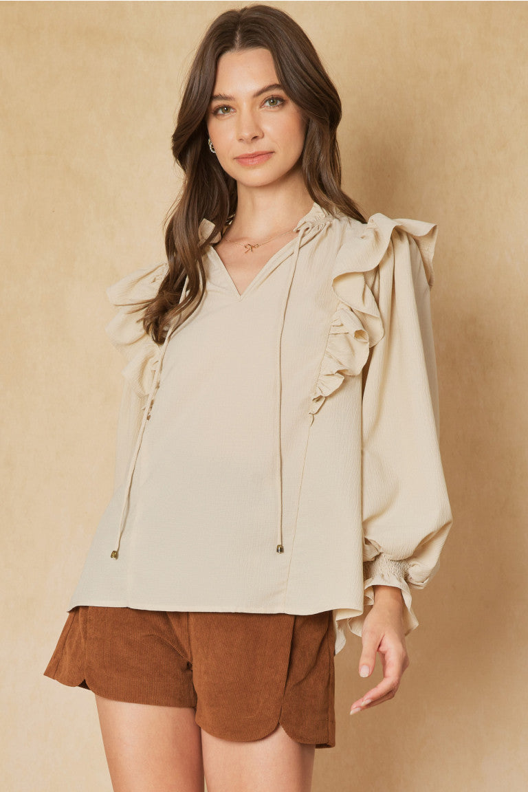 T19069 Solid Long Sleeve Top