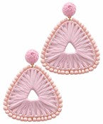 EP45695 Wrapped Raffia Triangle Beads Earrings