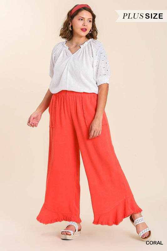 WK6563 Curvy Linen Blend Pants