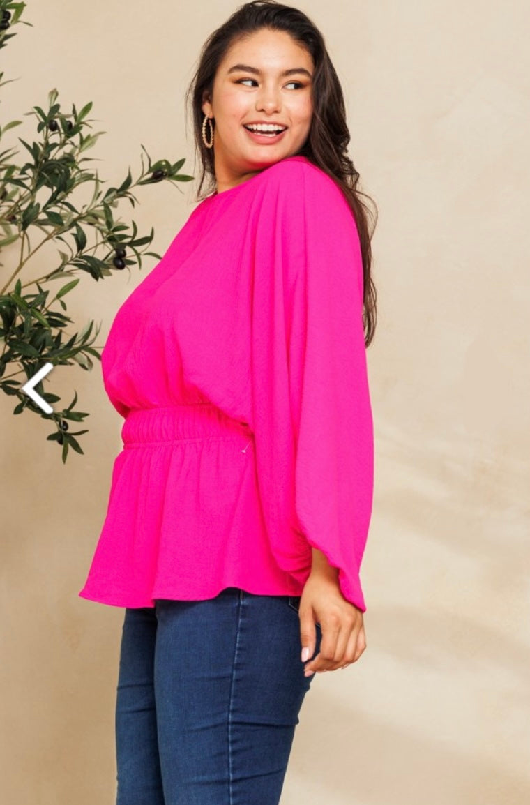 IT15238P Curvy Solid Long Sleeve Top