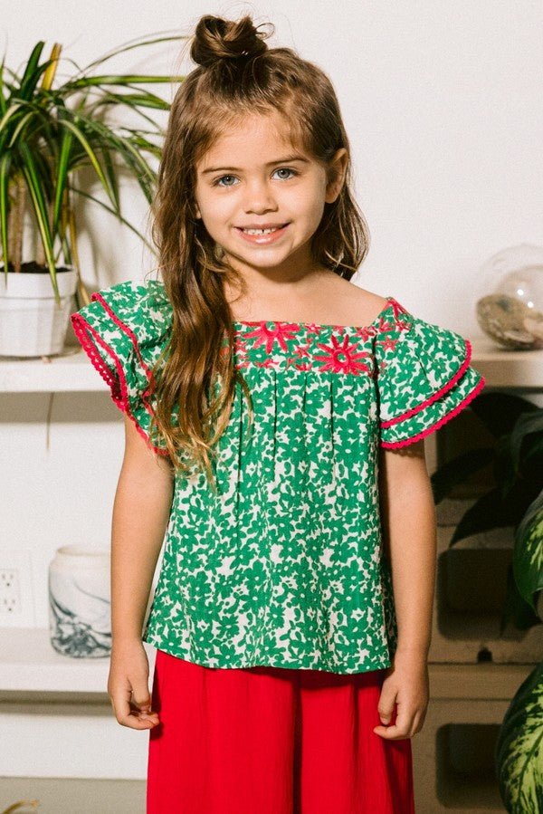 IT15454K Kids Floral Embroidered Blouse
