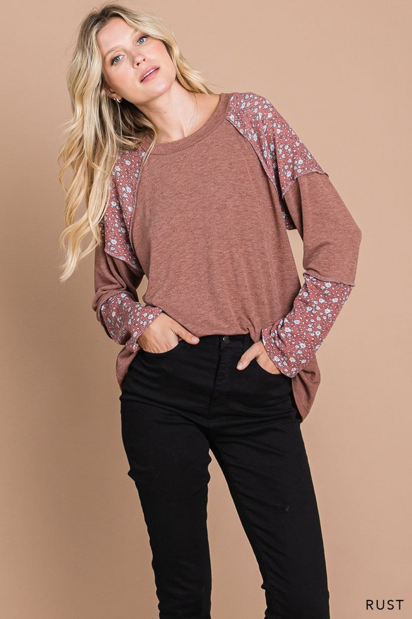Camel and Rust Floral Tops